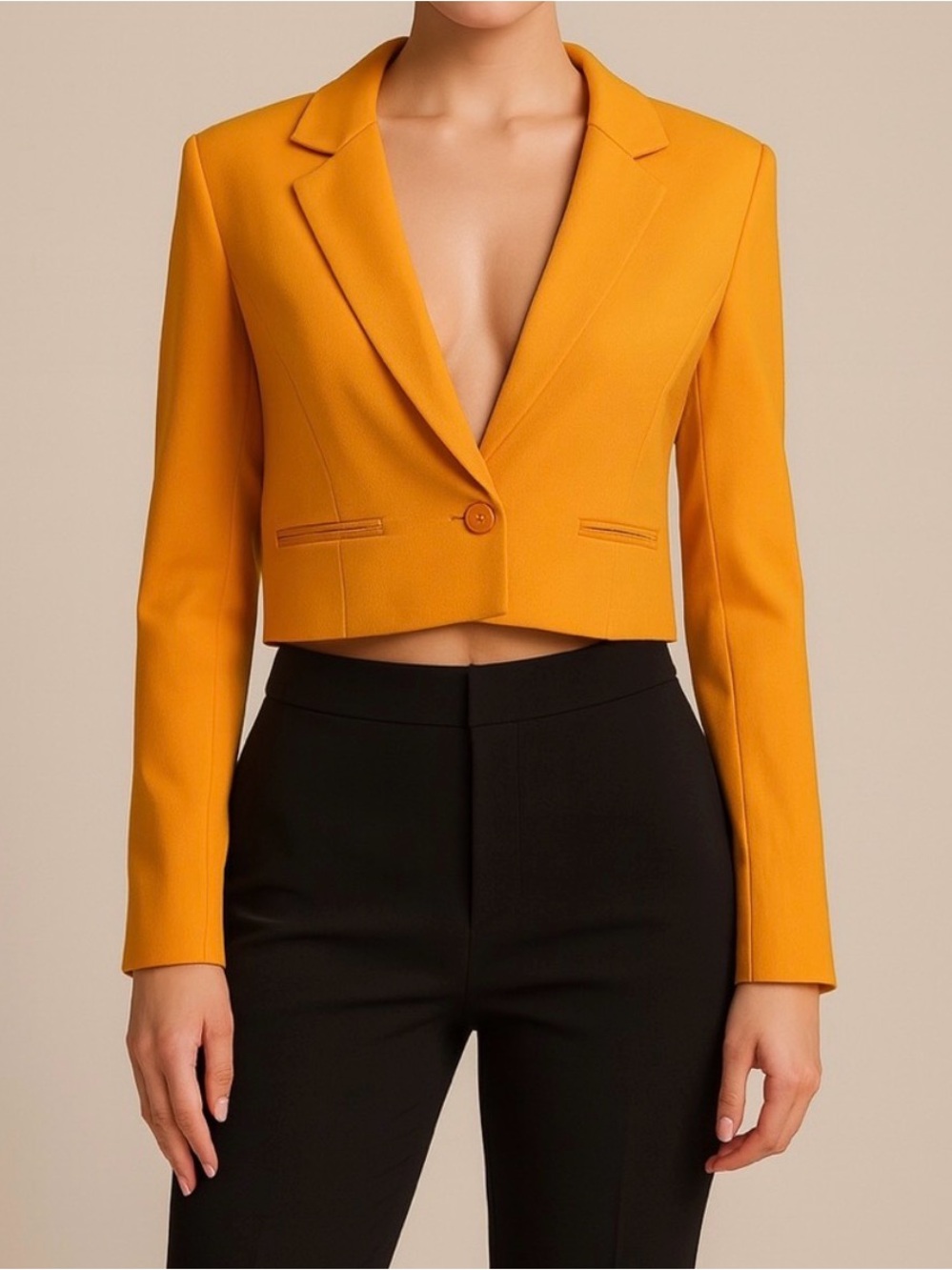 Express Cropped Mustard Yellow Blazer Size M
